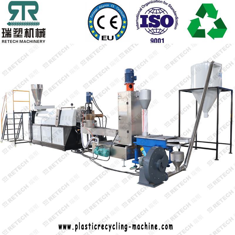 HDPE PP PS ABS PET PVC PC Plastic Single Screw Water Ring Granulating Recycling Plant